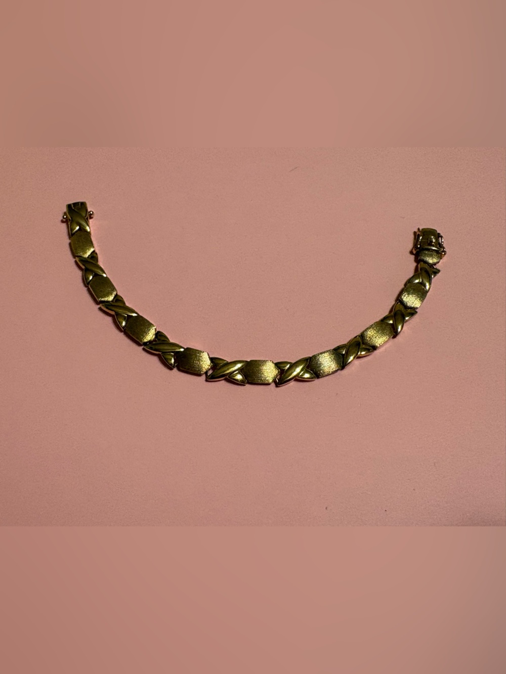 Vintage Gold Vermeil Over Sterling Silver 925 FAS Textured XOXO Link Bracelet